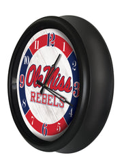 Ole Miss Rebels Logo Indoor/Outdoor Logo LED Clock from Holland Bar Stool Co Home Sports Decor for gifts Side View