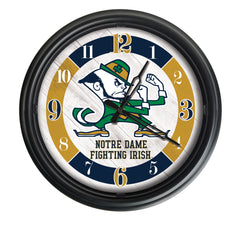 Notre Dame Fighting Irish Logo Indoor/Outdoor Logo LED Clock from Holland Bar Stool Co Home Sports Decor for gifts
