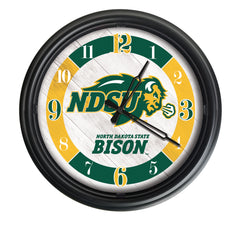 North Dakota State Bison Logo Indoor/Outdoor Logo LED Clock from Holland Bar Stool Co Home Sports Decor for gifts