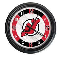 New Jersey Devils Logo Indoor/Outdoor Logo LED Clock from Holland Bar Stool Co Home Sports Decor for gifts