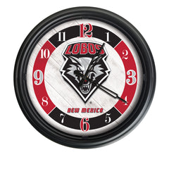 University of New Mexico Lobos Logo Indoor/Outdoor Logo LED Clock from Holland Bar Stool Co Home Sports Decor for gifts