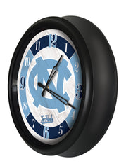 North Carolina Tar Heels Logo Indoor/Outdoor Logo LED Clock from Holland Bar Stool Co Home Sports Decor for gifts Side View