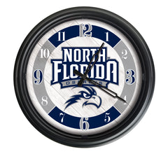 North Florida Ospreys Logo Indoor/Outdoor Logo LED Clock from Holland Bar Stool Co Home Sports Decor for gifts