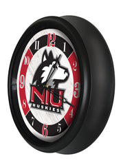 Northern Illinois University Huskies Logo Indoor/Outdoor Logo LED Clock from Holland Bar Stool Co Home Sports Decor for gifts Side View