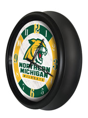 Northern Michigan University Wildcats Logo Indoor/Outdoor Logo LED Clock from Holland Bar Stool Co Home Sports Decor for gifts Side View