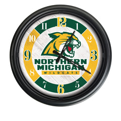 Northern Michigan University Wildcats Logo Indoor/Outdoor Logo LED Clock from Holland Bar Stool Co Home Sports Decor for gifts