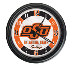 Oklahoma State Cowboys Logo Indoor/Outdoor Logo LED Clock from Holland Bar Stool Co Home Sports Decor for gifts
