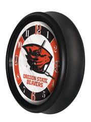 Oregon State Beavers Logo Indoor/Outdoor Logo LED Clock from Holland Bar Stool Co Home Sports Decor for gifts Side View