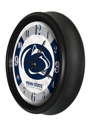 Penn State Nittany Lions Logo Indoor/Outdoor Logo LED Clock from Holland Bar Stool Co Home Sports Decor for gifts Side View