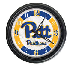 Pittsburgh Panthers Logo Indoor/Outdoor Logo LED Clock from Holland Bar Stool Co Home Sports Decor for gifts