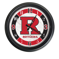 Rutgers Scarlet Knights Logo Indoor/Outdoor Logo LED Clock from Holland Bar Stool Co Home Sports Decor for gifts