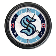 Seattle Kraken Logo Indoor/Outdoor Logo LED Clock from Holland Bar Stool Co Home Sports Decor for gifts