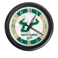 University of South Florida Bulls Logo Indoor/Outdoor Logo LED Clock from Holland Bar Stool Co Home Sports Decor for gifts