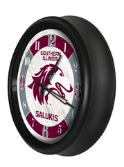 University of Southern Illinois Salukis Logo Indoor/Outdoor Logo LED Clock from Holland Bar Stool Co Home Sports Decor for gifts Side VIew