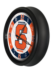 Syracuse Orange Logo Indoor/Outdoor Logo LED Clock from Holland Bar Stool Co Home Sports Decor for gifts Side View