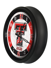 Texas Tech Red Raiders Logo LED Outdoor Clock by Holland Bar Stool Company Home Sports Decor Gift Idea Side View