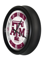 Texas A&M Aggies Logo Indoor/Outdoor Logo LED Clock from Holland Bar Stool Co Home Sports Decor for gifts Side View