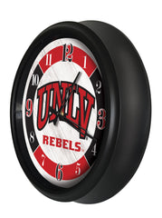 UNLV Rebels Logo Indoor/Outdoor Logo LED Clock from Holland Bar Stool Co Home Sports Decor for gifts Side View