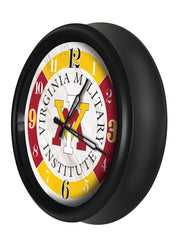 Virginia Military Institute Keydets Logo LED Outdoor Clock by Holland Bar Stool Company Home Sports Decor Gift Idea Side View