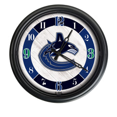 Vancouver Canucks Leafs Logo Indoor/Outdoor Logo LED Clock from Holland Bar Stool Co Home Sports Decor for gifts