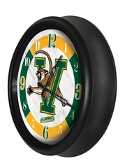Vermont Catamounts Logo LED Outdoor Clock by Holland Bar Stool Company Home Sports Decor Gift Idea Side View