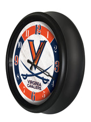 Virginia Cavaliers Logo LED Outdoor Clock by Holland Bar Stool Company Home Sports Decor Gift Idea Side View