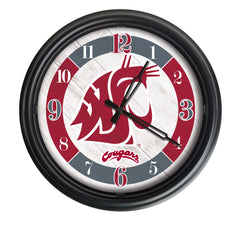 Washington State Cougars Logo LED Outdoor Clock by Holland Bar Stool Company Home Sports Decor Gift Idea