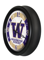 Washington Huskies Logo LED Outdoor Clock by Holland Bar Stool Company Home Sports Decor Gift Idea Side VIew