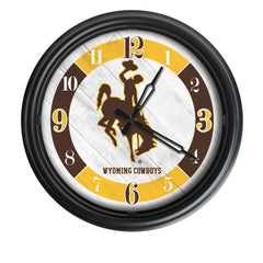 Wyoming Cowboys Logo LED Outdoor Clock by Holland Bar Stool Company Home Sports Decor Gift Idea
