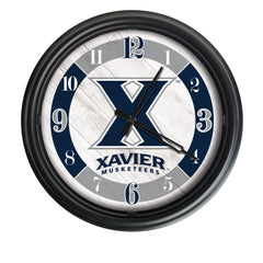 Xavier Musketeers Logo LED Outdoor Clock by Holland Bar Stool Company Home Sports Decor Gift Idea