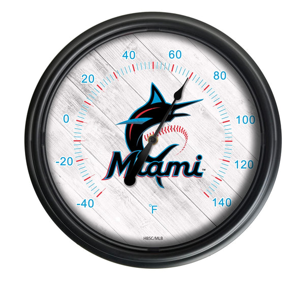 Miami Marlins Logo LED Thermometer | MLB LED Outdoor Thermometer