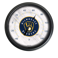 Milwaukee Brewers Logo LED Thermometer | MLB LED Outdoor Thermometer