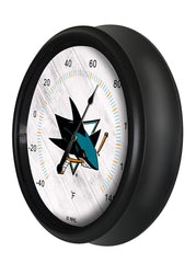 National Hockey Leagues San Jose Sharks Indoor/Outdoor Thermometer with LED Lights Side View