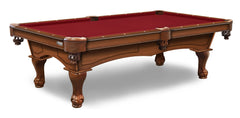 Elite-Pro Red Non-Logo Billiard Cloth on a Chardonnay Finish Pool Table