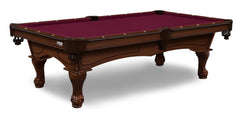 Elite-Pro Burgundy Non-Logo Billiard Cloth on a Navajo Finish Pool Table
