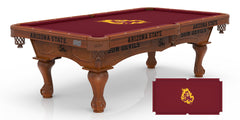 ASU Sun Devils Logo Billiard Table in Chardonnay Finish with Logo Cloth & Claw Leg
