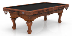 ASU Sun Devils Officially Licensed Logo Pool Table in Chardonnay Finish with Plain Cloth & Claw Legs