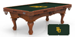 Baylor Bears Officially Licensed Logo Billiard Table in Chardonnay Finish with Logo Cloth & Claw Legs
