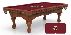 Boston College Eagles Officially Licensed Logo Billiard Table in Chardonnay Finish with Logo Cloth & Claw Legs