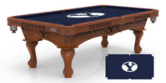 BYU Cougars Officially Licensed Billiard Table in Chardonnay Finish with Logo Cloth & Claw Legs