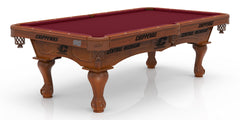 CMU Chippewas Officially Licensed Billiard Table in Chardonnay Finish with Plain Cloth & Claw Legs