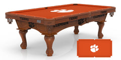 Clemson University Officially Licensed Billiard Table in Chardonnay Finish with Logo Cloth & Claw Legs