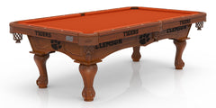 Clemson University Officially Licensed Billiard Table in Chardonnay Finish with Plain Cloth & Claw Legs