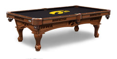 University of Iowa Officially Licensed Billiard Table in Chardonnay Finish with Logo Cloth & Claw Legs