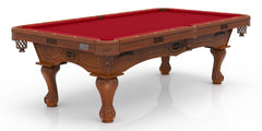 MLB's Cincinnati Reds Officially Licensed Logo Billiard Table in Chardonnay with Plain Cloth & Claw Leg