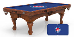 MLB's Chicago Cubs Officially Licensed Logo Billiard Table in Chardonnay with Logo Cloth & Claw Leg