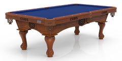 MLB's Chicago Cubs Officially Licensed Logo Billiard Table in Chardonnay with Plain Cloth & Claw Leg