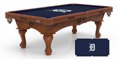 MLB's Detroit Tigers Officially Licensed Logo Billiard Table in Chardonnay with Logo Cloth & Claw Leg