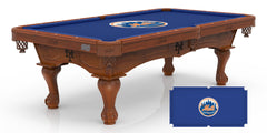 MLB's New York Mets Officially Licensed Logo Billiard Table in Chardonnay with Logo Cloth & Claw Leg
