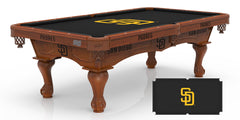 MLB's San Diego Padres Officially Licensed Logo Billiard Table in Chardonnay with Logo Cloth & Claw Leg